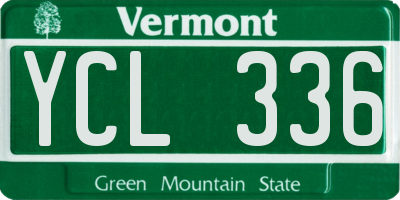 VT license plate YCL336