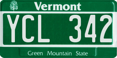 VT license plate YCL342