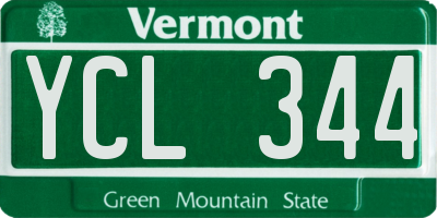 VT license plate YCL344