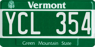 VT license plate YCL354