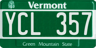 VT license plate YCL357