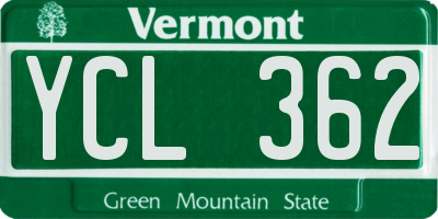 VT license plate YCL362