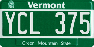 VT license plate YCL375