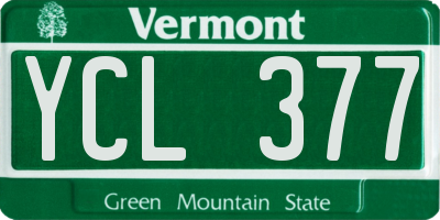 VT license plate YCL377