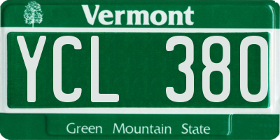 VT license plate YCL380