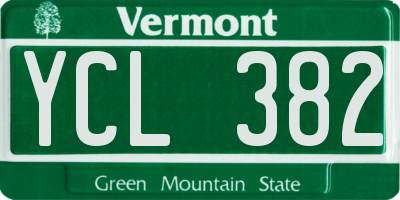 VT license plate YCL382