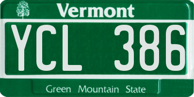 VT license plate YCL386