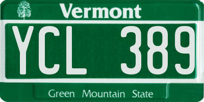 VT license plate YCL389