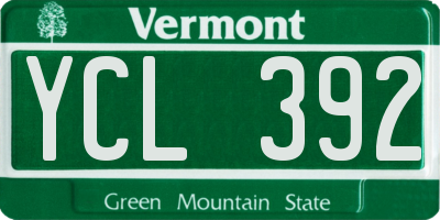 VT license plate YCL392