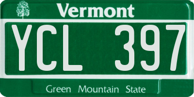 VT license plate YCL397