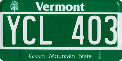 VT license plate YCL403