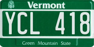 VT license plate YCL418