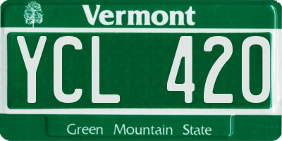 VT license plate YCL420