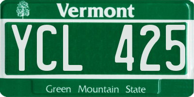 VT license plate YCL425