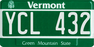 VT license plate YCL432