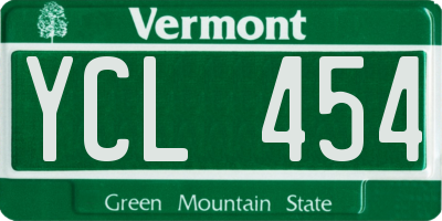 VT license plate YCL454