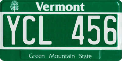 VT license plate YCL456