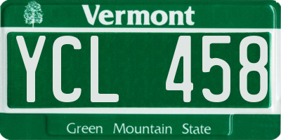 VT license plate YCL458