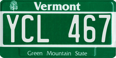 VT license plate YCL467