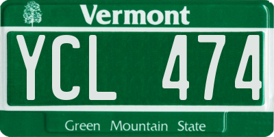 VT license plate YCL474