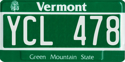 VT license plate YCL478