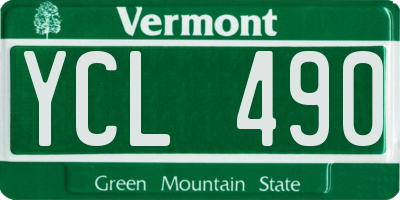 VT license plate YCL490