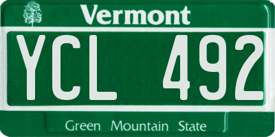 VT license plate YCL492