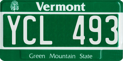 VT license plate YCL493