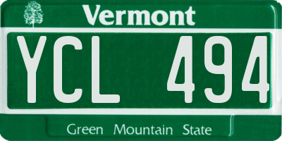 VT license plate YCL494