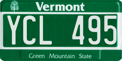 VT license plate YCL495