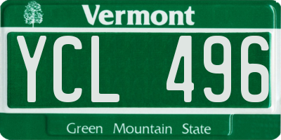 VT license plate YCL496
