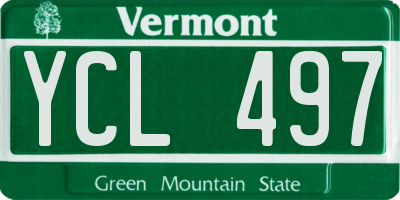 VT license plate YCL497