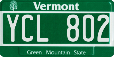 VT license plate YCL802