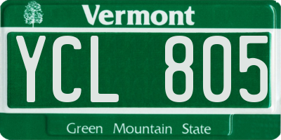 VT license plate YCL805