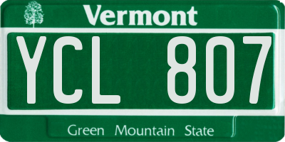 VT license plate YCL807