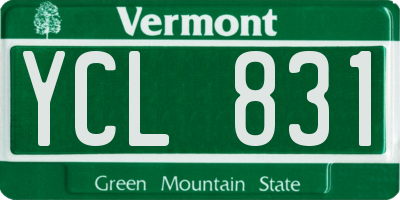 VT license plate YCL831