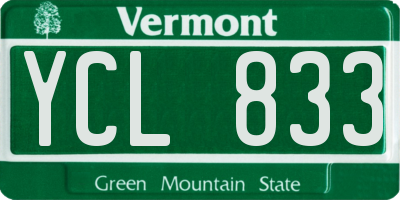 VT license plate YCL833