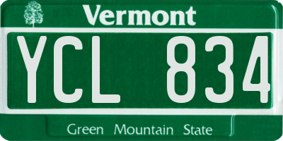VT license plate YCL834