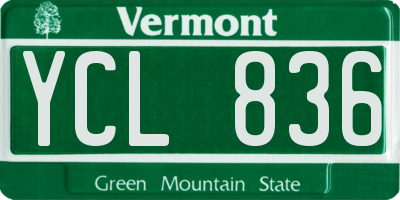 VT license plate YCL836