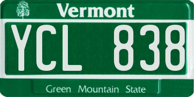 VT license plate YCL838
