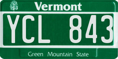 VT license plate YCL843