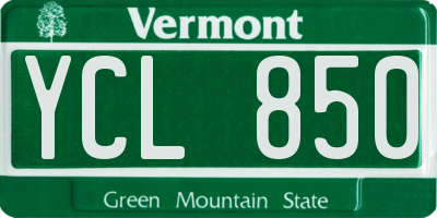 VT license plate YCL850