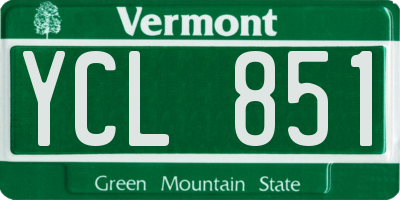 VT license plate YCL851