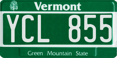 VT license plate YCL855