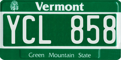 VT license plate YCL858