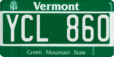 VT license plate YCL860