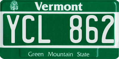 VT license plate YCL862