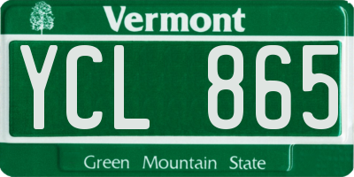 VT license plate YCL865