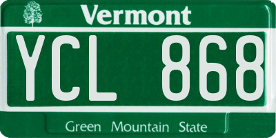 VT license plate YCL868