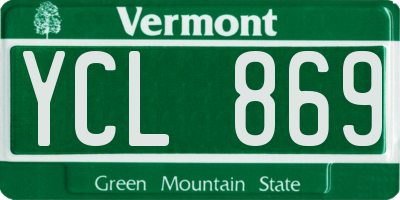 VT license plate YCL869